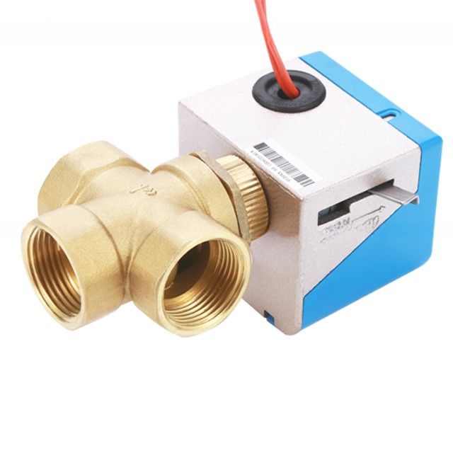 Déviateur d'eau électrique 3 voies de commande soupape de zone motorisée pour unité de bobine de ventilateur en laiton DN20